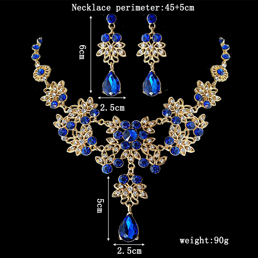 SET001 สีน้ำเงิน เครื่องประดับ 3 ชิ้น มงกุฎ สร้อยคอ ต่างหู จัดเซทสวยงาม สินค้าพร้อมส่งจากไทย