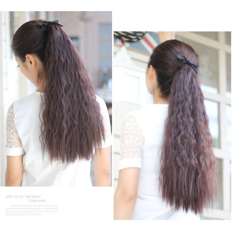 แฮร์พีช หางม้า สไตล์เกาหลี แบบผูก ลอนมาม่า ยาว 55 cm (พร้อมส่ง)