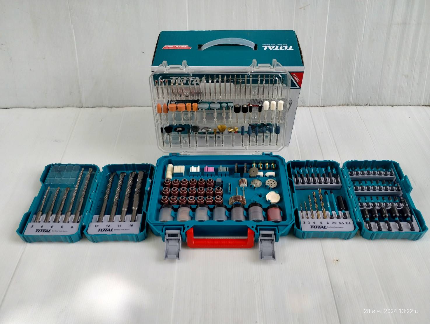 ชุดดอกสว่าน+ดอกไขควง+ชุดอุปกรณ์เจียร 3 กล่อง 509ชิ้น TOS230331 TOTAL