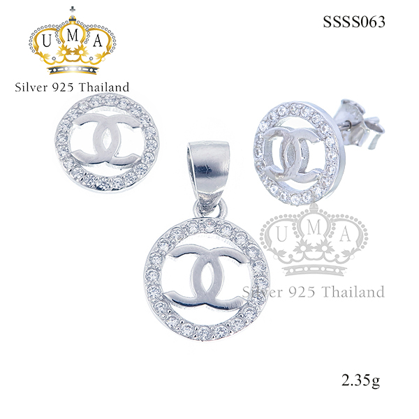 ต่างหูพร้อมจี้ ( เงิน ) = Earring with Pendant ( Silver )
