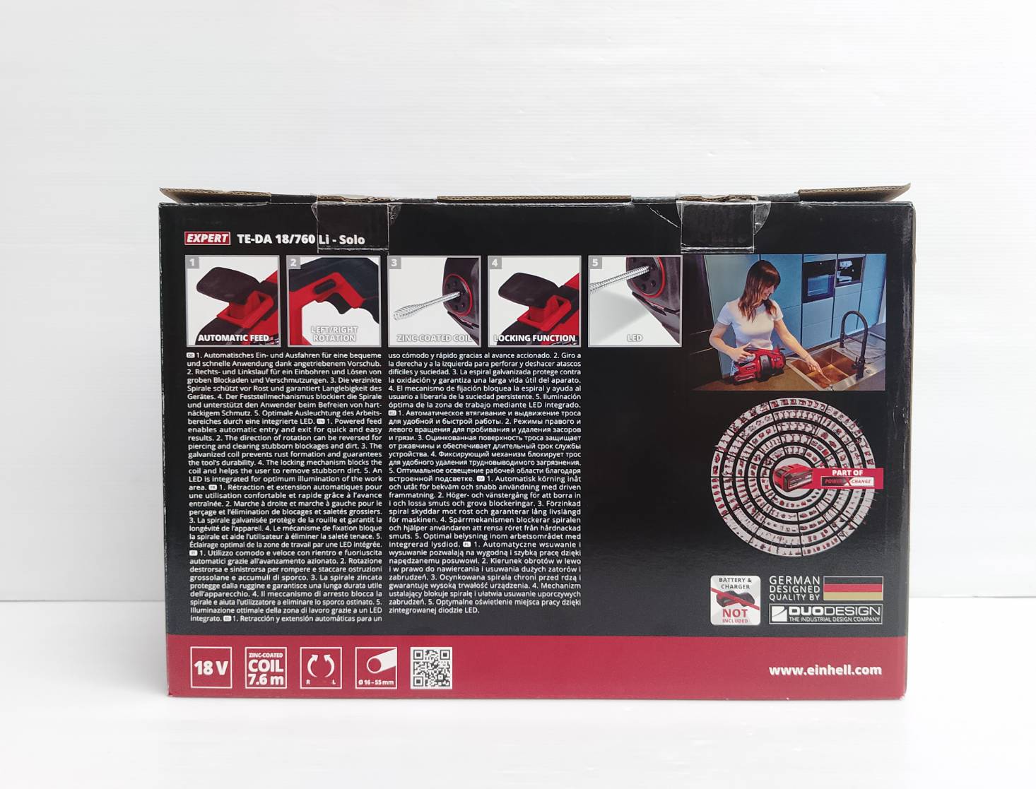 EINHELL เครื่องทะลวงท่อไร้สาย TE-DA 18/760 Li {สินค้าไม่รวมแบตเตอรี่/เครื่องชาร์จ} (A4514161)
