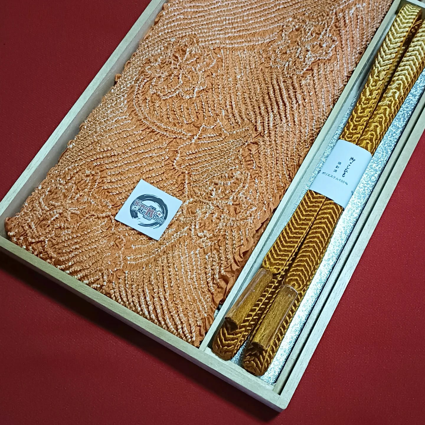 setผ้าชิโบริ+เชื่อกประดับโอบิ สีส้ม02