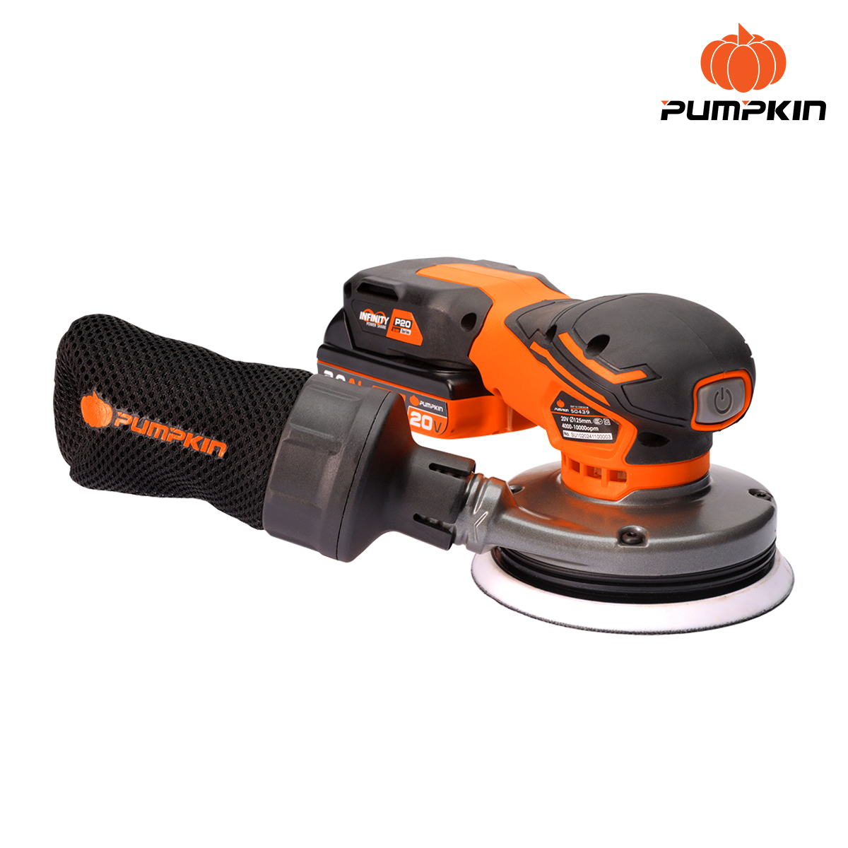 เครื่องขัดกระดาษทราย กลมไร้สาย 5นิ้ว 20V INF-510RSCB PUMPKIN 50439