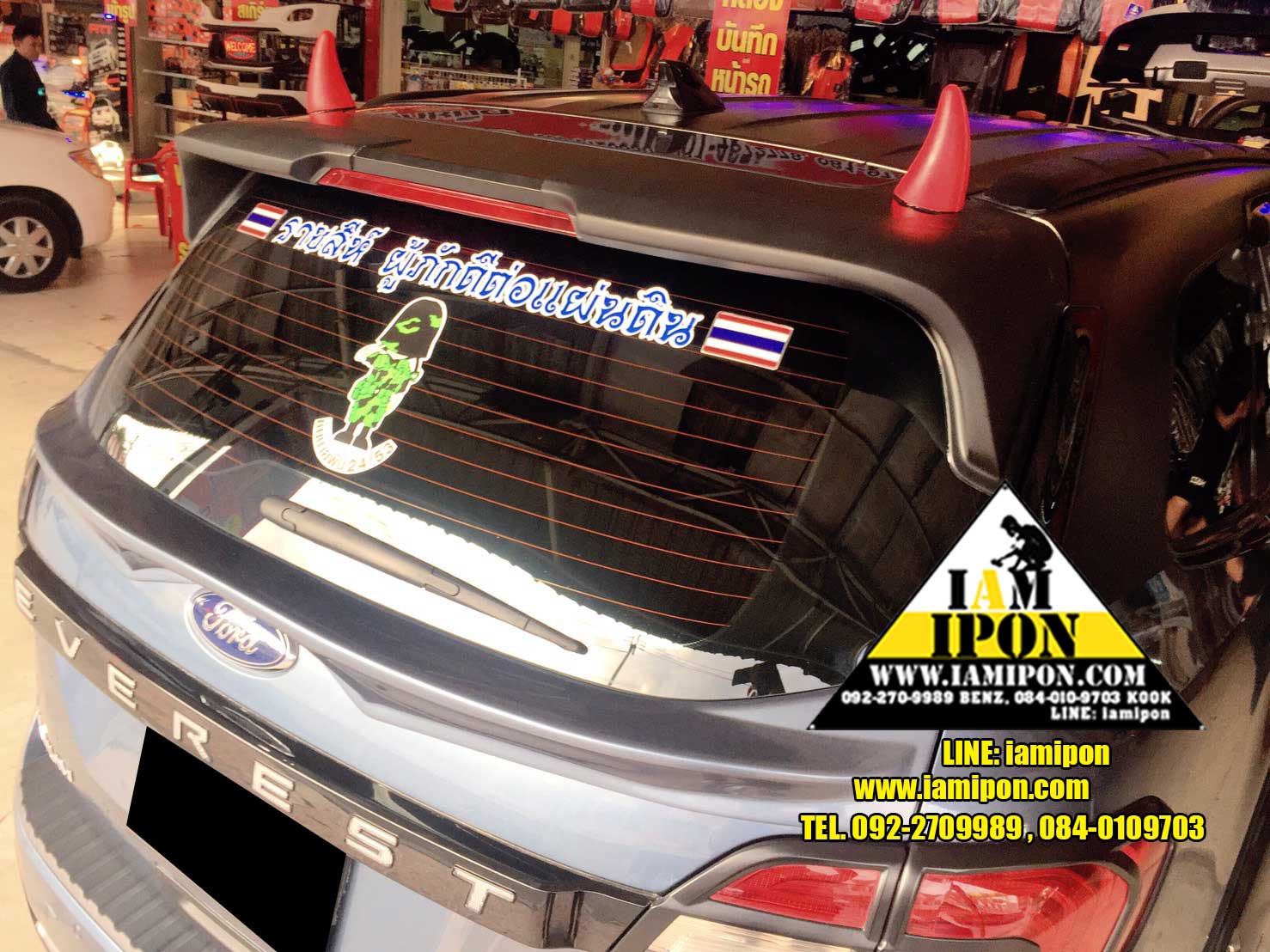 REAR SPOILER FORD EVEREST FLATBLACK สปอยเลอร์หลังดำด้านฟอร์ดเอเวอเรสต์