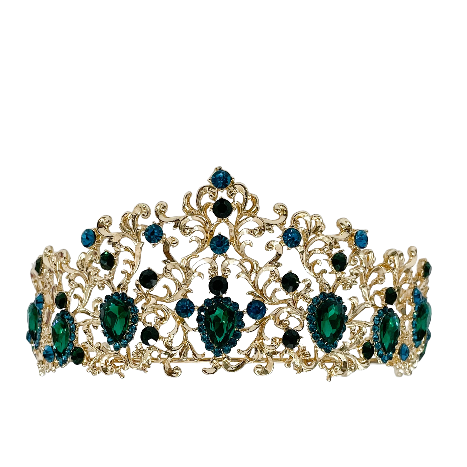 (พร้อมส่ง) เทียร่า 006 สีเขียว มงกุฎนางงาม มงกุฎเจ้าหญิง งานสวย ปราณีต QCเพชรทุกเม็ด สินค้าพร้อมส่งจากไทย