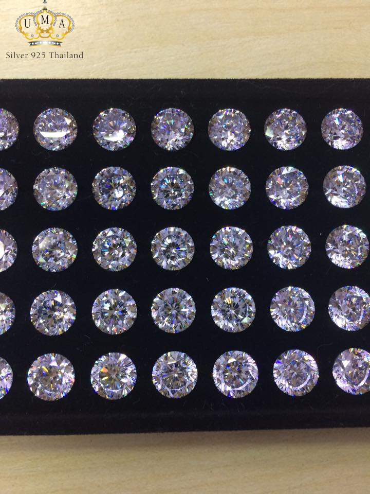 เพชรรัสเซีย CZ - 100เหลี่ยม FACET - Size 8.00mm - 1แพ็ค - 50เม็ด