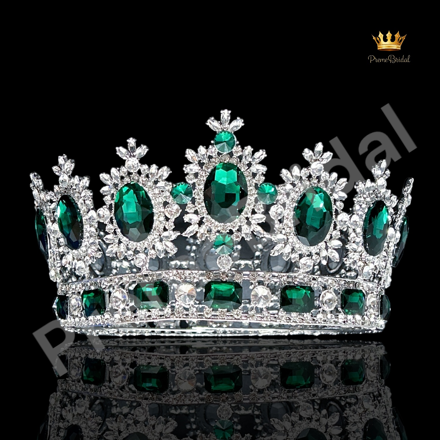 (พร้อมส่ง) มงกุฏผู้ชาย 027 สีเขียว มงกุฎผู้ชาย มงกุฎพระราชา มงกุฎประกวด