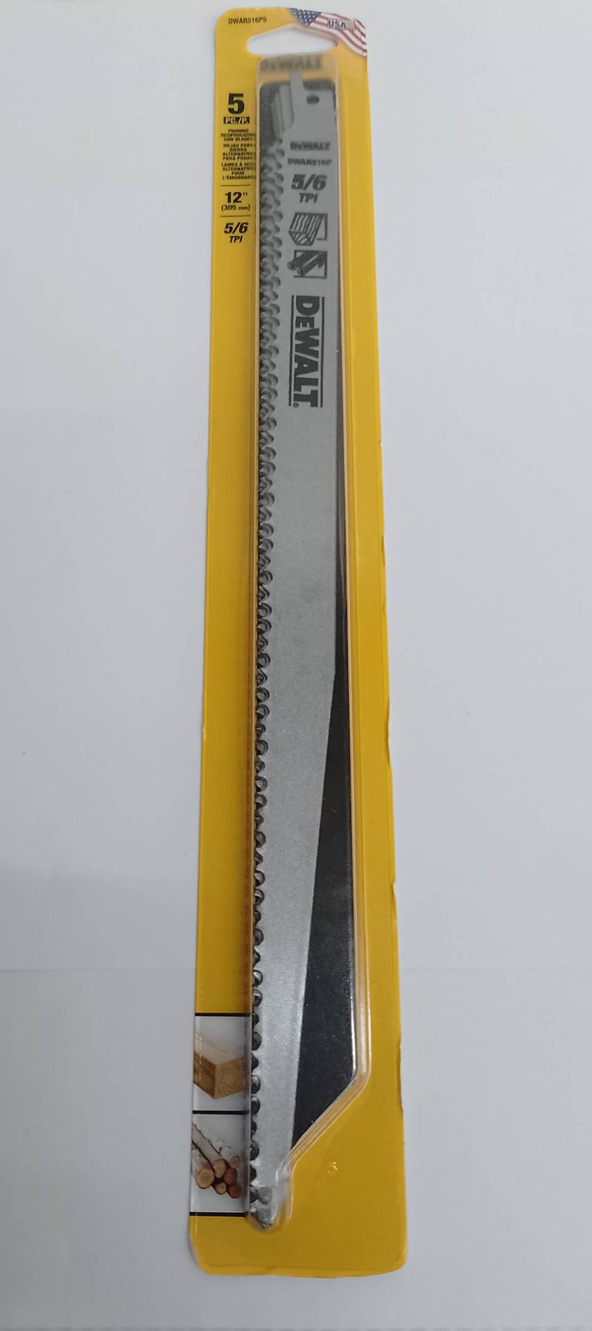 DEWALT รุ่น DWAR516P5 ใบเลื่อยชักตัดไม้ 12นิ้ว 5/6ฟัน (5 ใบ/แพ็ค)