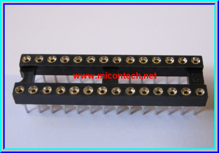 1x IC Socket Round Turned Pin Type Socket 28 pins 7.62mm/0.3 inch Pitch 2.54mm