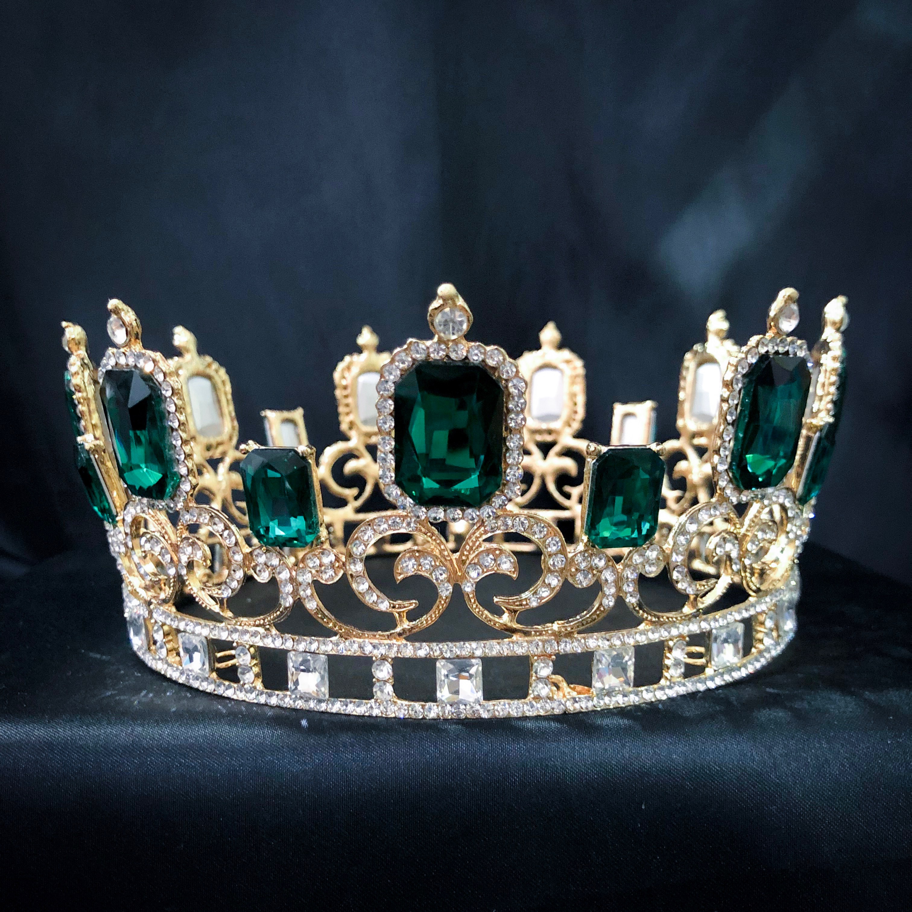 (พร้อมส่ง) มงกุฏผู้ชาย 040 สีเขียว มงกุฎผู้ชาย มงกุฎเจ้าชาย งานสวย ปราณีต QCเพชรทุกเม็ด