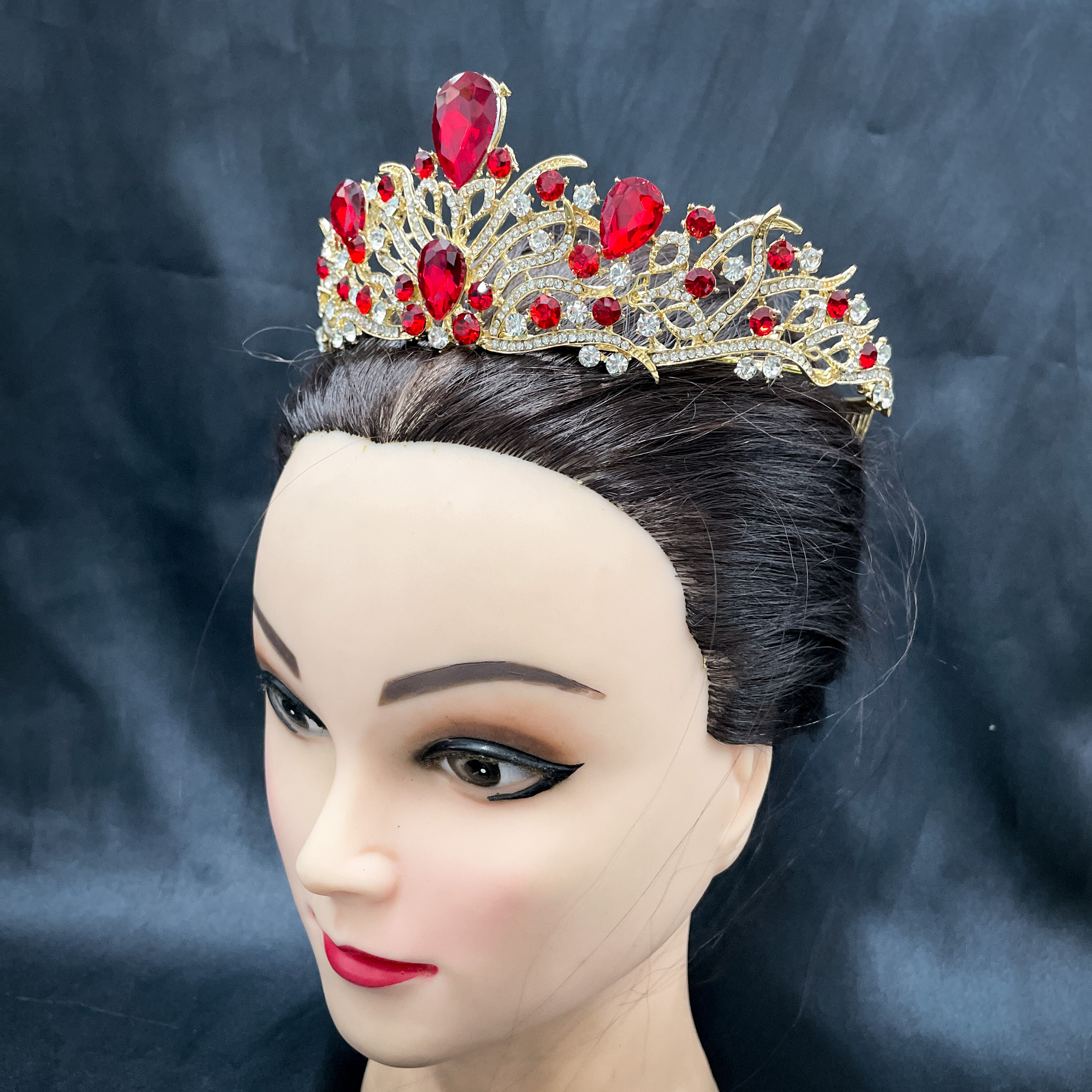 (พร้อมส่ง) เทียร่า 341 สีแดง งานสวย ปราณีต QCเพชรทุกเม็ด สินค้าพร้อมส่งจากไทย