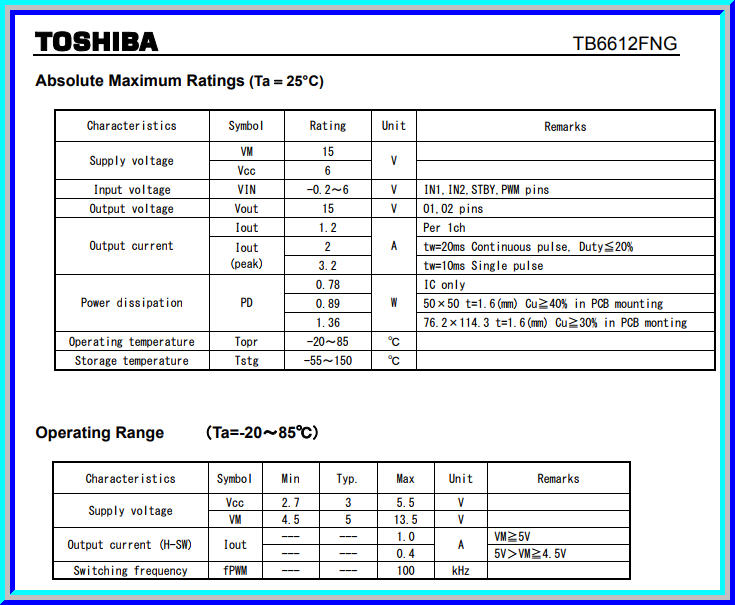 1x แผงวงจรขับดีซีมอเตอร์ TB6612FNG (TB6612DC Motor Drive)