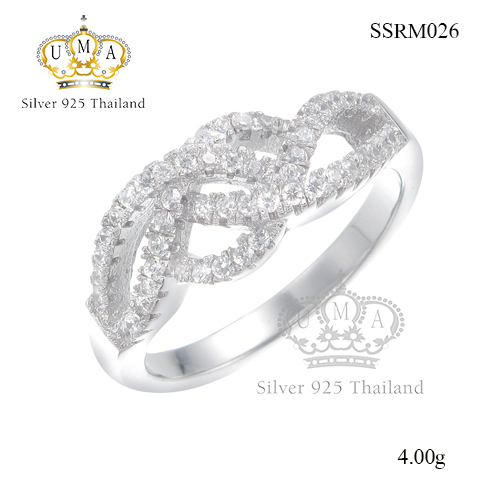 แหวนเงินแท้925เพรชประดับเพรชแท้สวิส เกรดดี น้ำใส