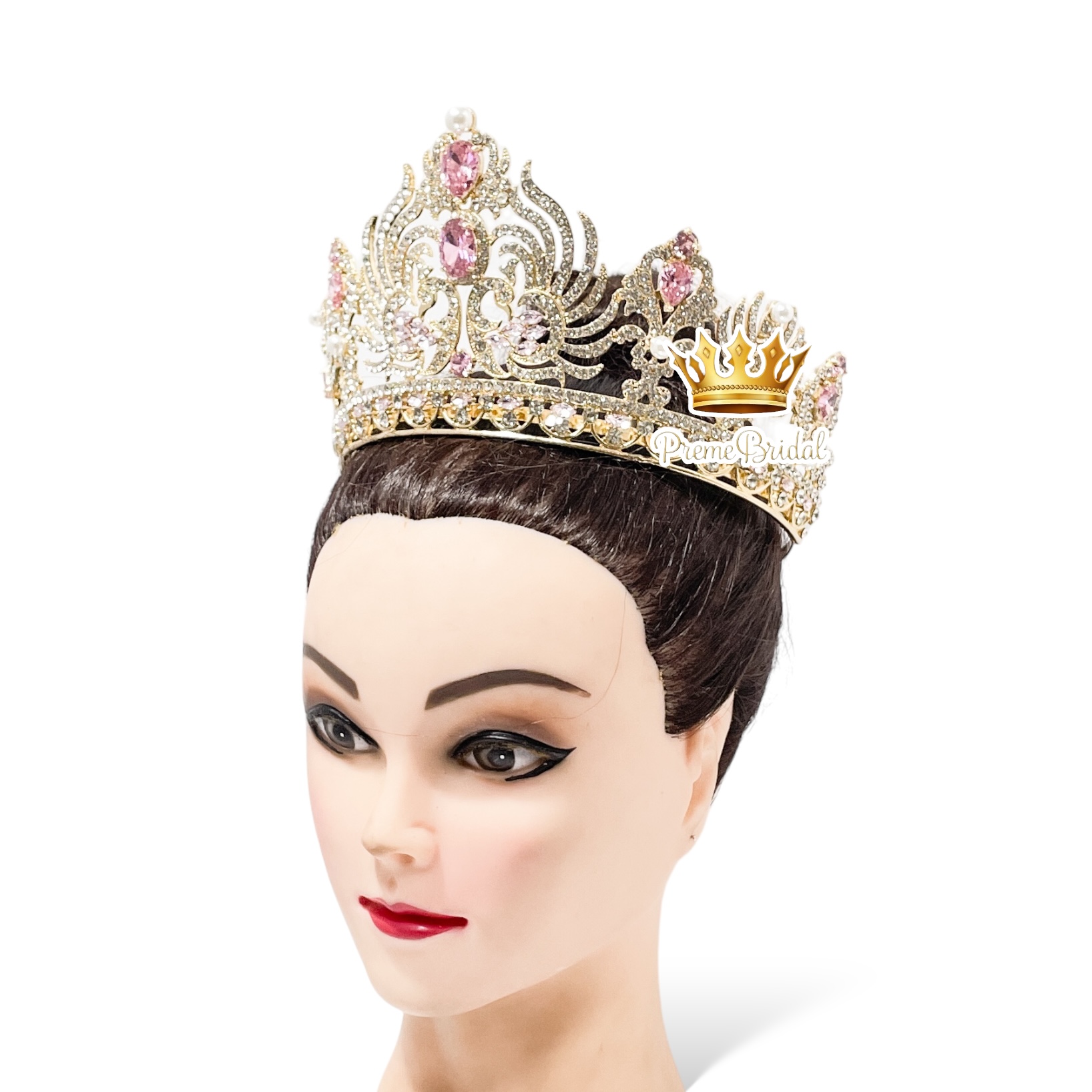 (พร้อมส่งจากไทย) มงกุฏ 093 สีชมพู ตัวเรือนสีทอง มงกุฎนางงาม มงกุฎเพชร มงกุฎประกวด สินค้าพร้อมส่ง ไม่ต้องรอนาน งานพรีเมี่ยม