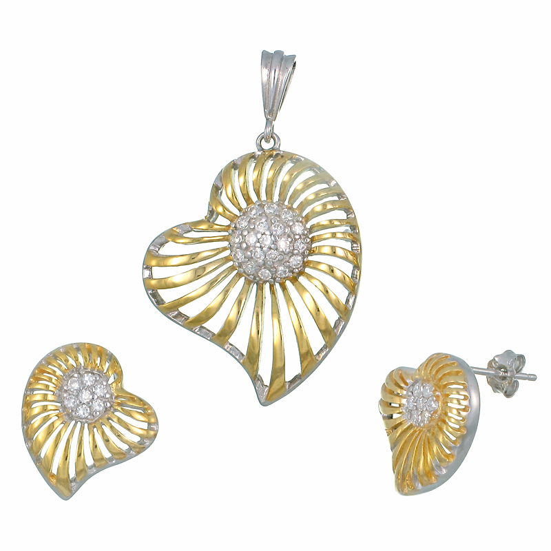 ต่างหูพร้อมจี้ ( ชุบทอง ) = Earring with Pendant ( Gold )