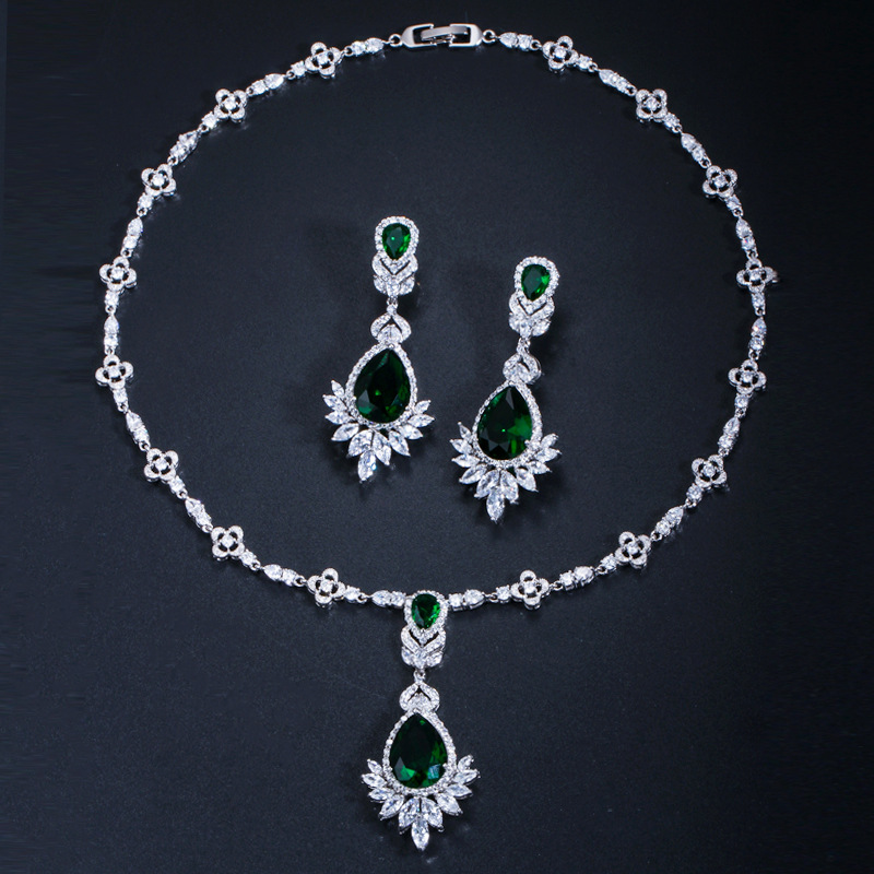 CZ017 สีเขียว เครื่องประดับเพชร CZ เกรดพรีเมี่ยม