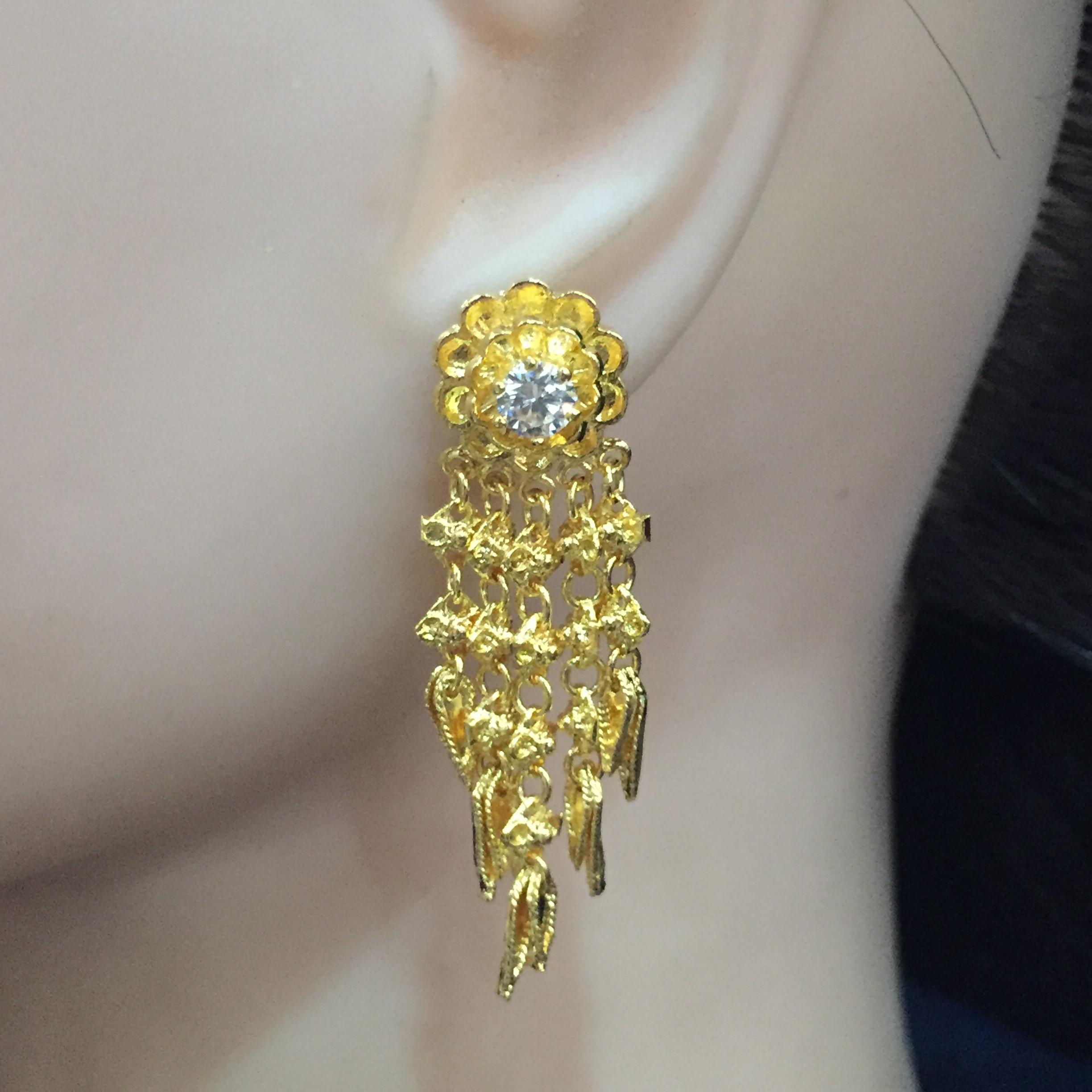 (พร้อมส่ง) ต่างหู 015 ออเจ้า พรหมลิขิต แม่การะเกด แบบเข็ม หุ้มทอง 100%