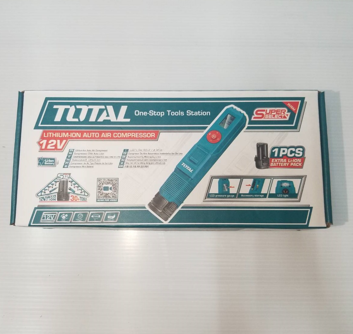 ปั้มลมมินิ12V TACLI12011 TOTAL ครบชุดพร้อมแบต พร้อมที่ชาร์จ