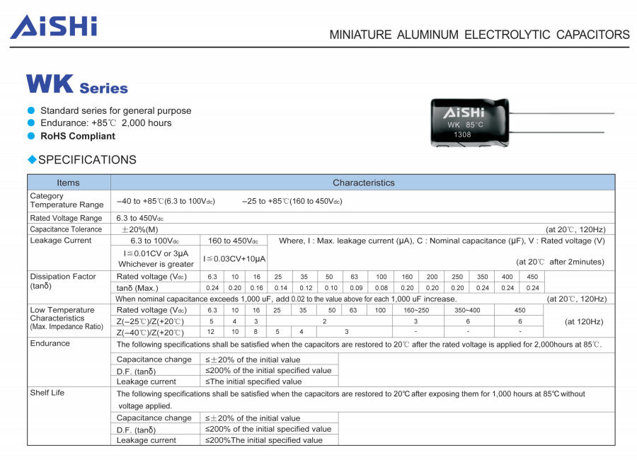 5x คาปาซิเตอร์อิเล็กทรอไลท์ 10uF 16V ยี่ห้อ AISHI