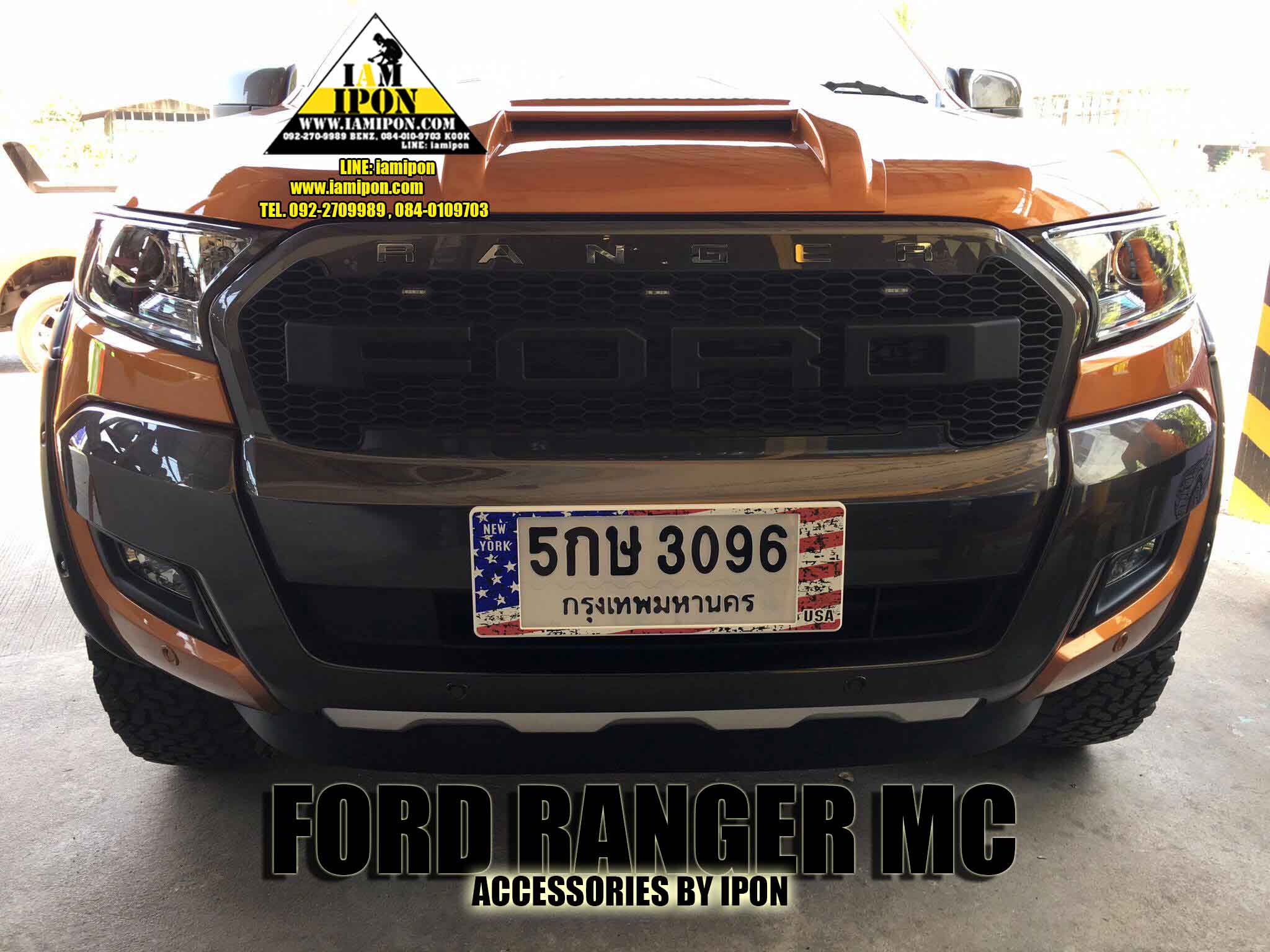 SCOOP BONNET FULL FORD RANGER MC 2015 ORANGE&ิBLACK สกู๊ปหลอกสีส้มคาดดำแบบเต็มฟอร์ดเอ็มซี 2015