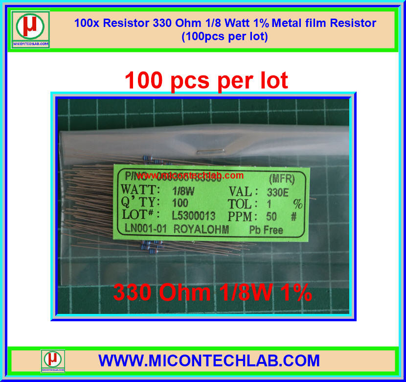 100x Resistor 330 Ohm 1/8 Watt 1% Metal film Resistor