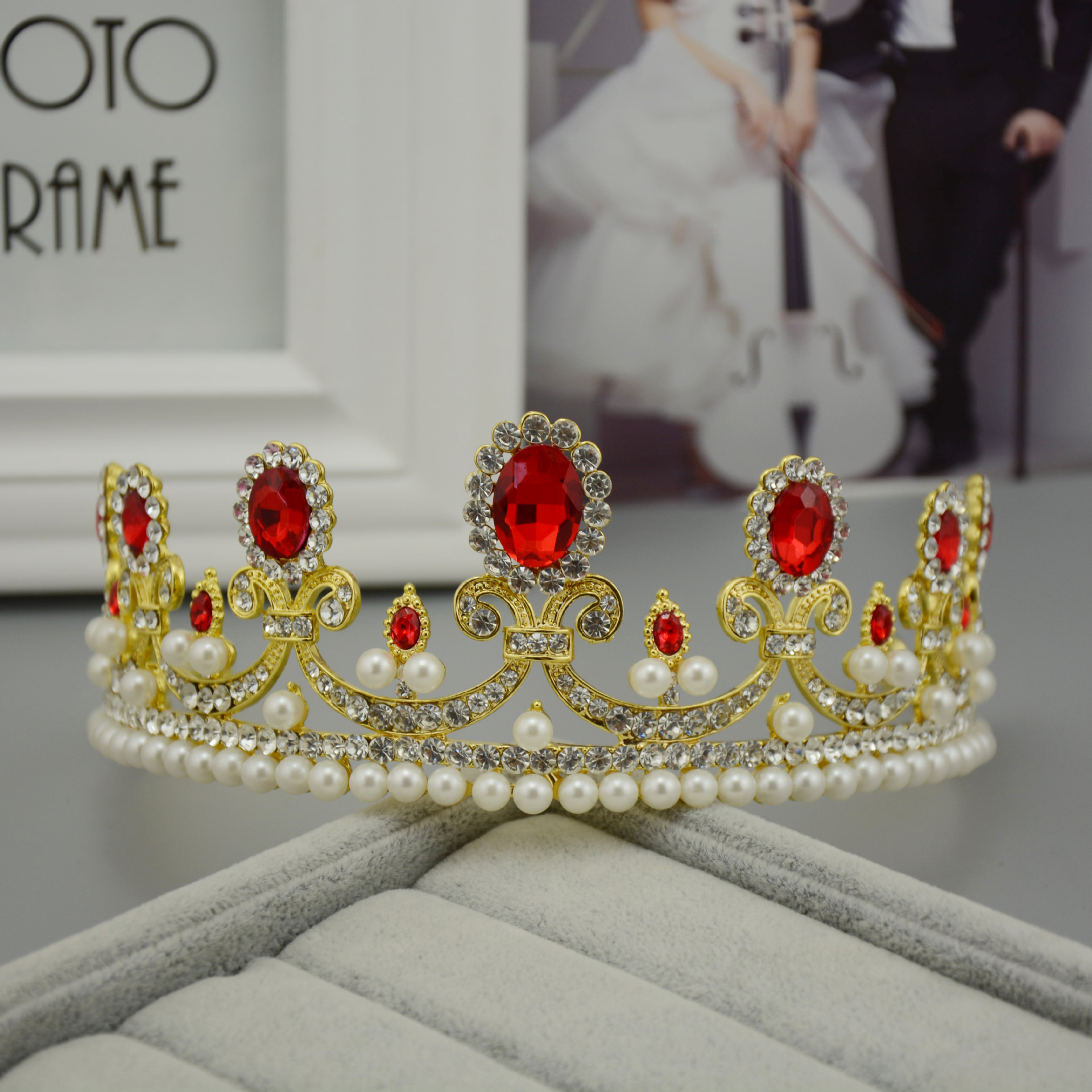 (พร้อมส่ง) เทียร่า 059 สีแดง-ทอง