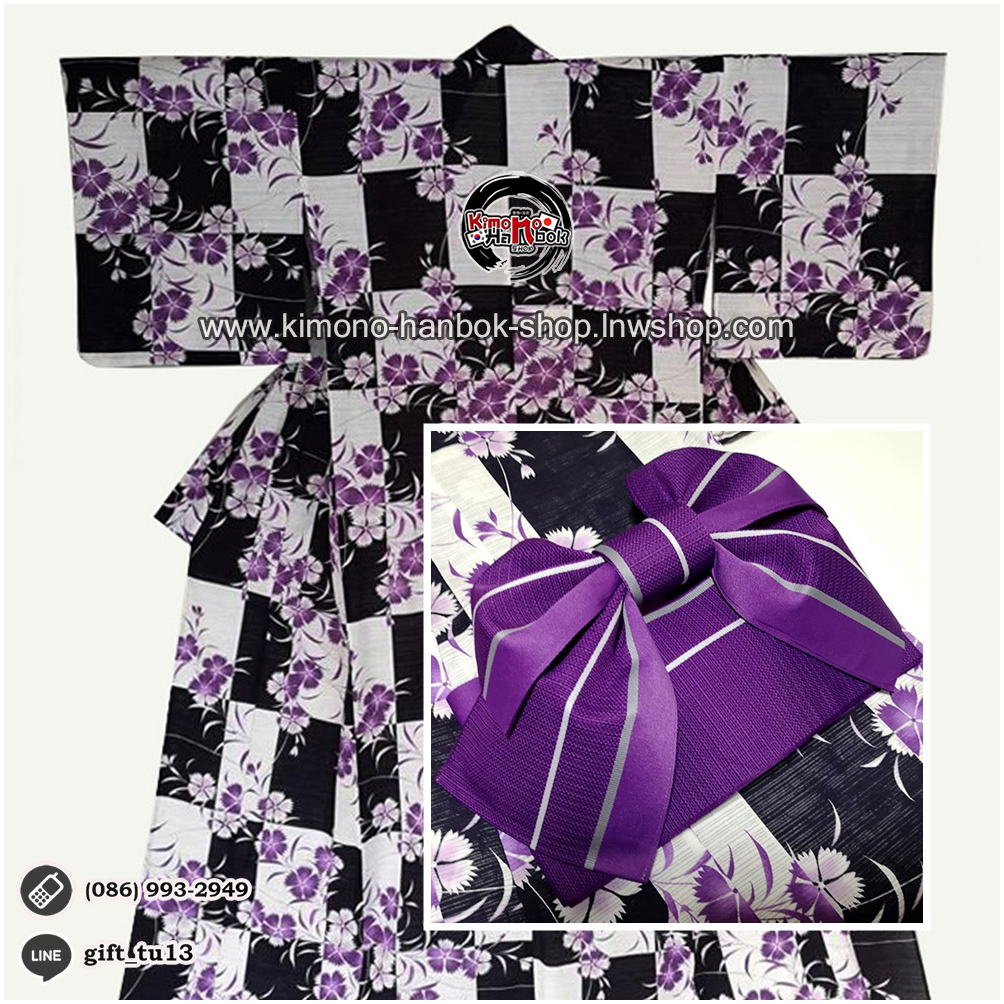 ยูกาตะ สีขาวดำลายซากุระ02