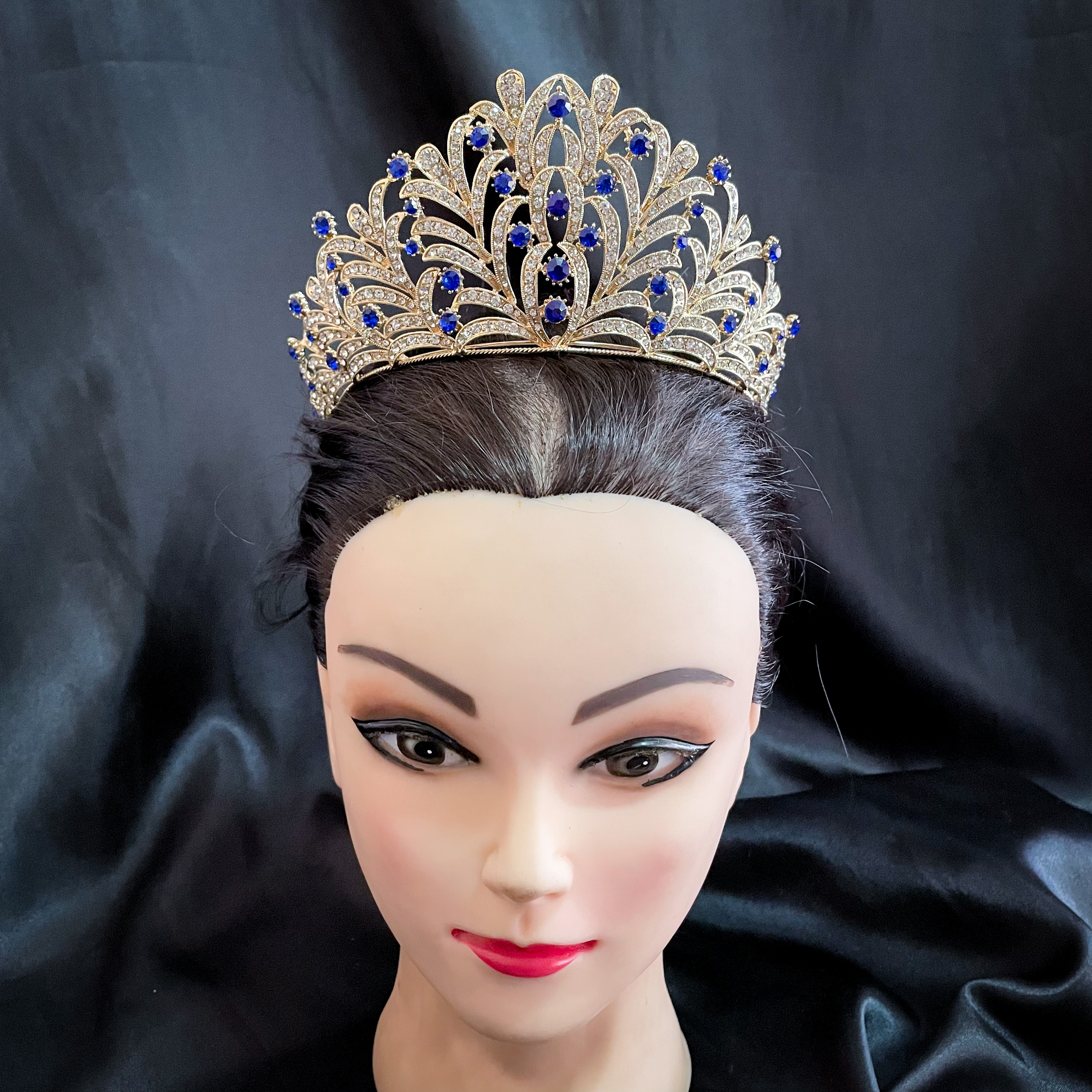 (พร้อมส่ง) เทียร่า 318 สีน้ำเงิน มงกุฎนางงาม มงกุฎเจ้าหญิง งานสวย ปราณีต QCเพชรทุกเม็ด สินค้าพร้อมส่งจากไทย