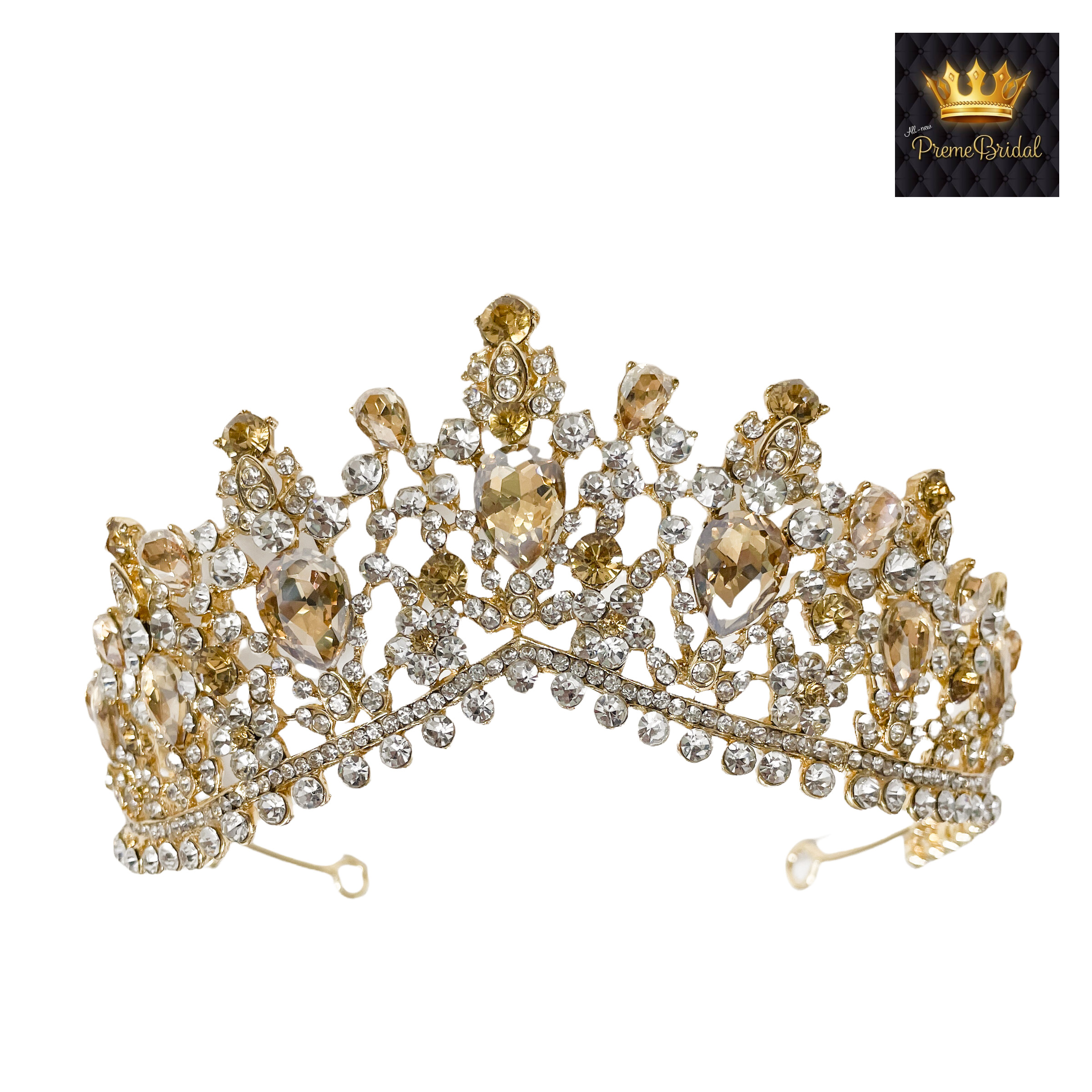 (พร้อมส่ง) เทียร่า 332 สีเหลืองทอง มงกุฎนางงาม งานสวย ปราณีต QCเพชรทุกเม็ด สินค้าพร้อมส่งจากไทย