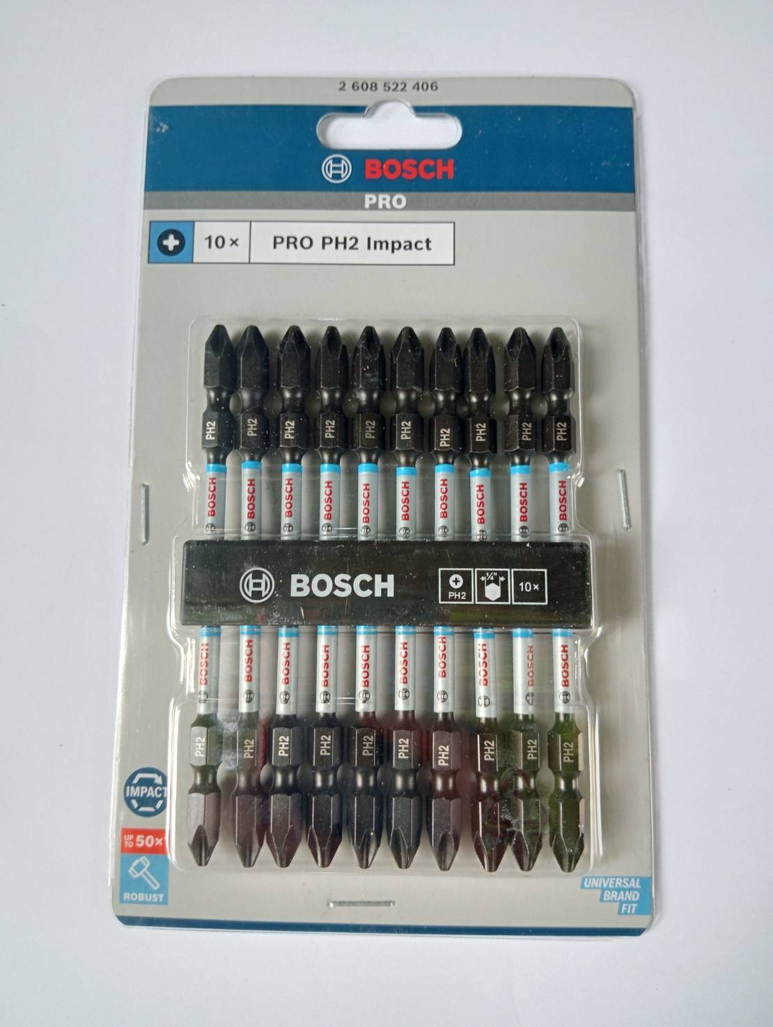 ดอกไขควงกระแทกPH2x110 สีดำ-ขาว BOSCH #2608522406