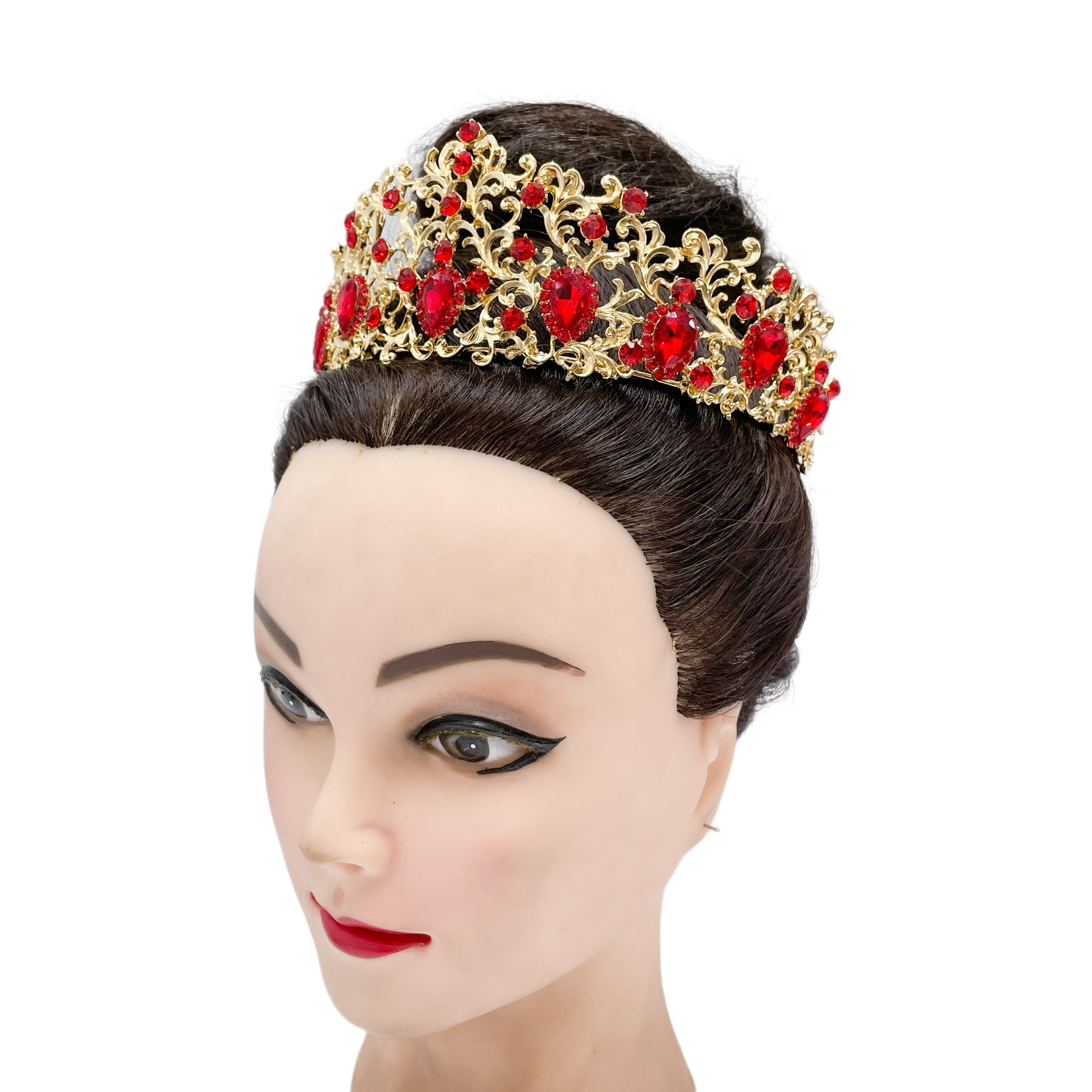 (พร้อมส่ง) เทียร่า 006 สีแดง มงกุฎนางงาม มงกุฎเจ้าหญิง งานสวย ปราณีต QCเพชรทุกเม็ด สินค้าพร้อมส่งจากไทย