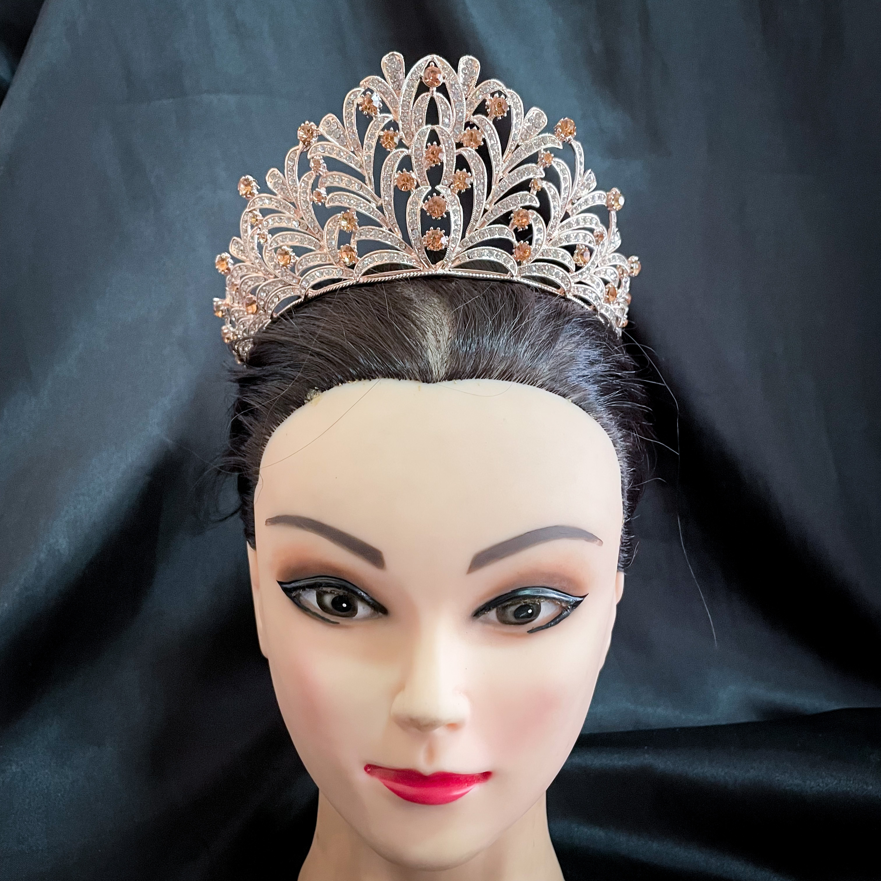 (พร้อมส่ง) เทียร่า 318 สีส้ม มงกุฎนางงาม มงกุฎเจ้าหญิง งานสวย ปราณีต QCเพชรทุกเม็ด สินค้าพร้อมส่งจากไทย