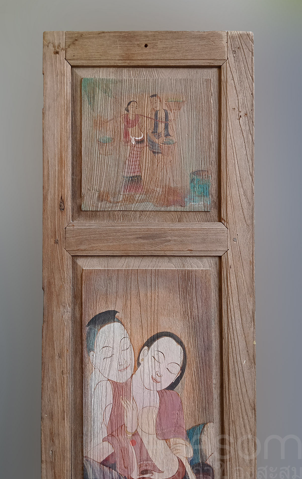 บานหน้าต่างไม้สักเพ้นท์ลาย