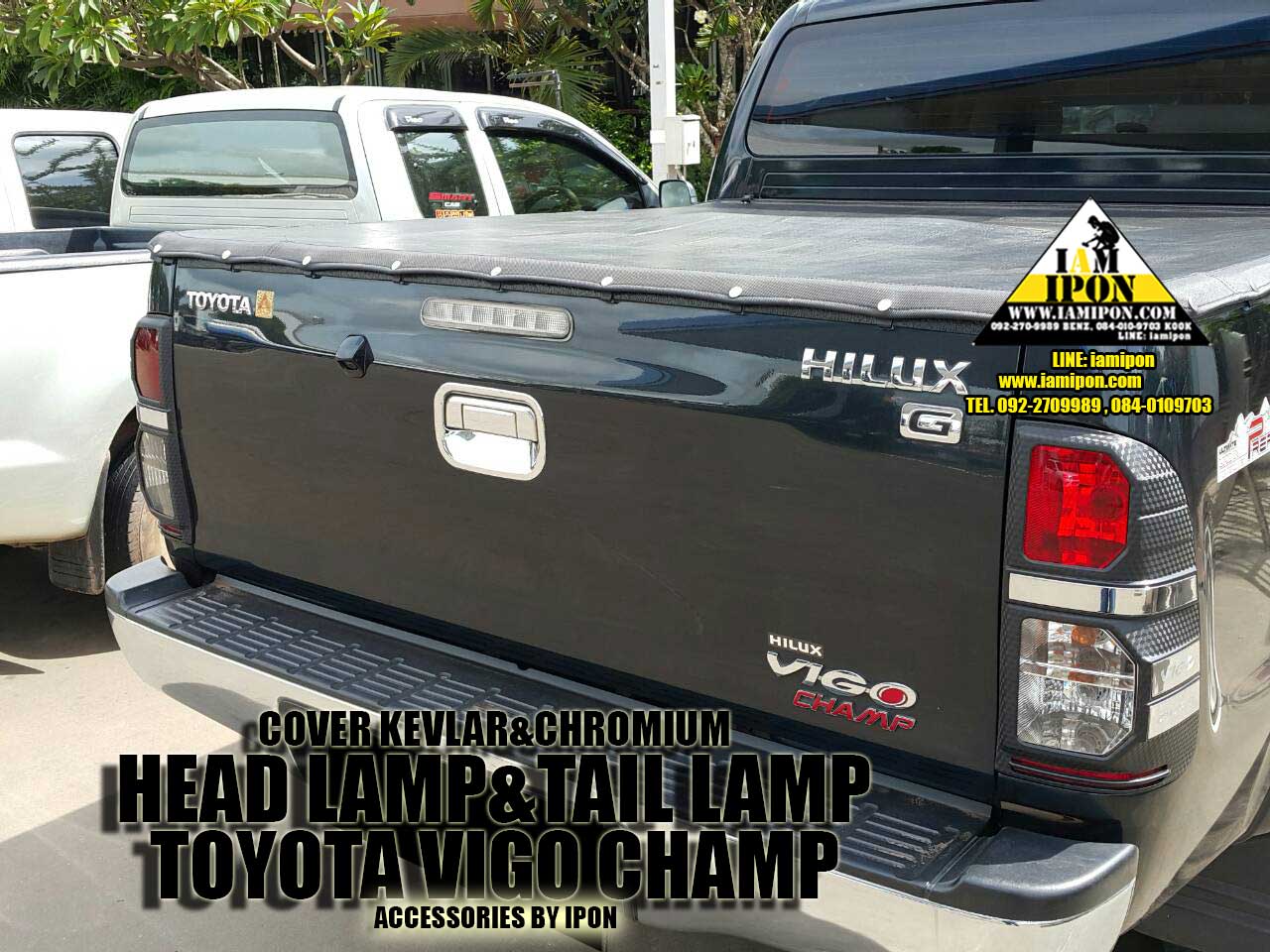 TAIL LAMP COVER VIGO CHAMP KEVLAR&CHROMIUM ครอบไฟท้ายเคฟล่าและโครเมียมวีโก้เเชมป์