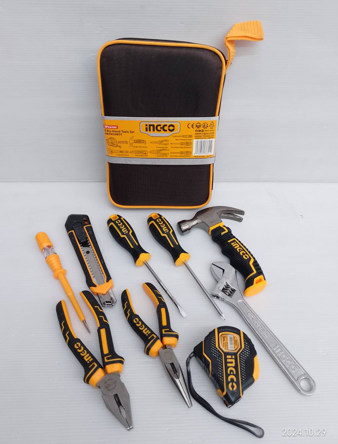 INGCO ชุดเครื่องมือช่าง 9 ชิ้น/ชุด รุ่น HKTH20809 พร้อมกระเป๋าผ้าใส่เครื่องมือ