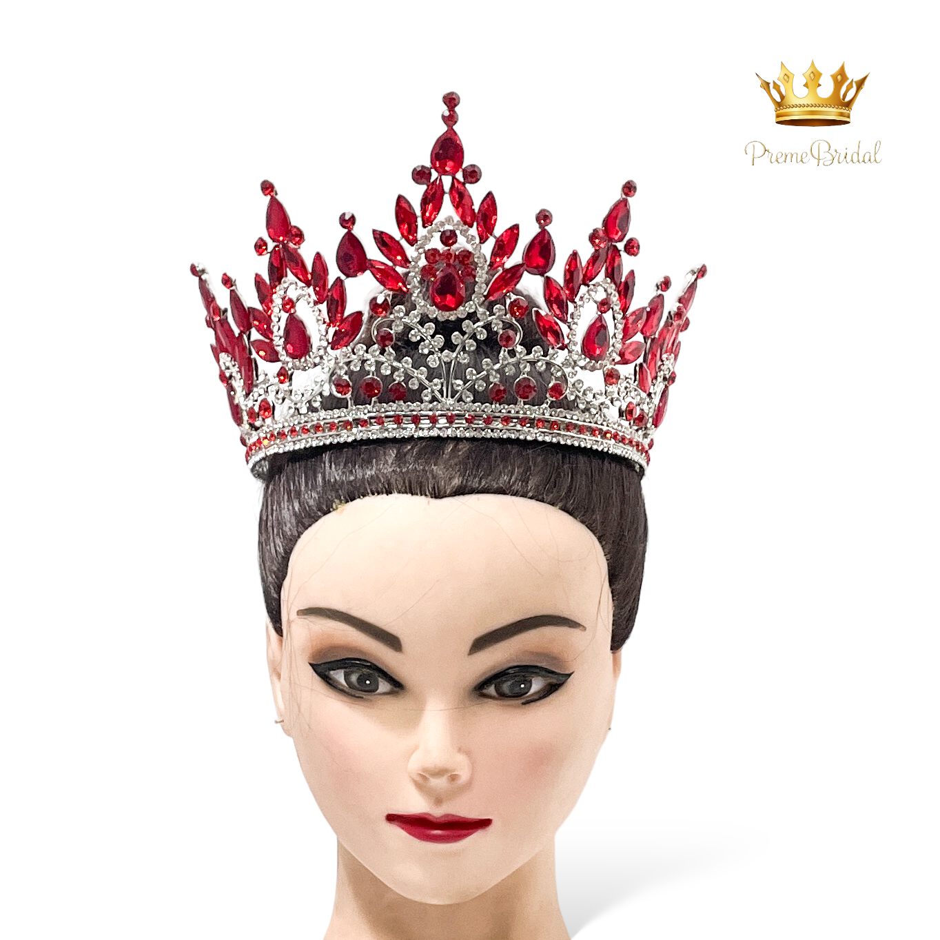 (พร้อมส่งจากไทย) มงกุฏ 120 สีแดง งานสวย งานนางงาม รุ่นฐานกลม ปรับขนาดได้ ส่งด่วน ส่งจาก จ.อุบลราชธานี