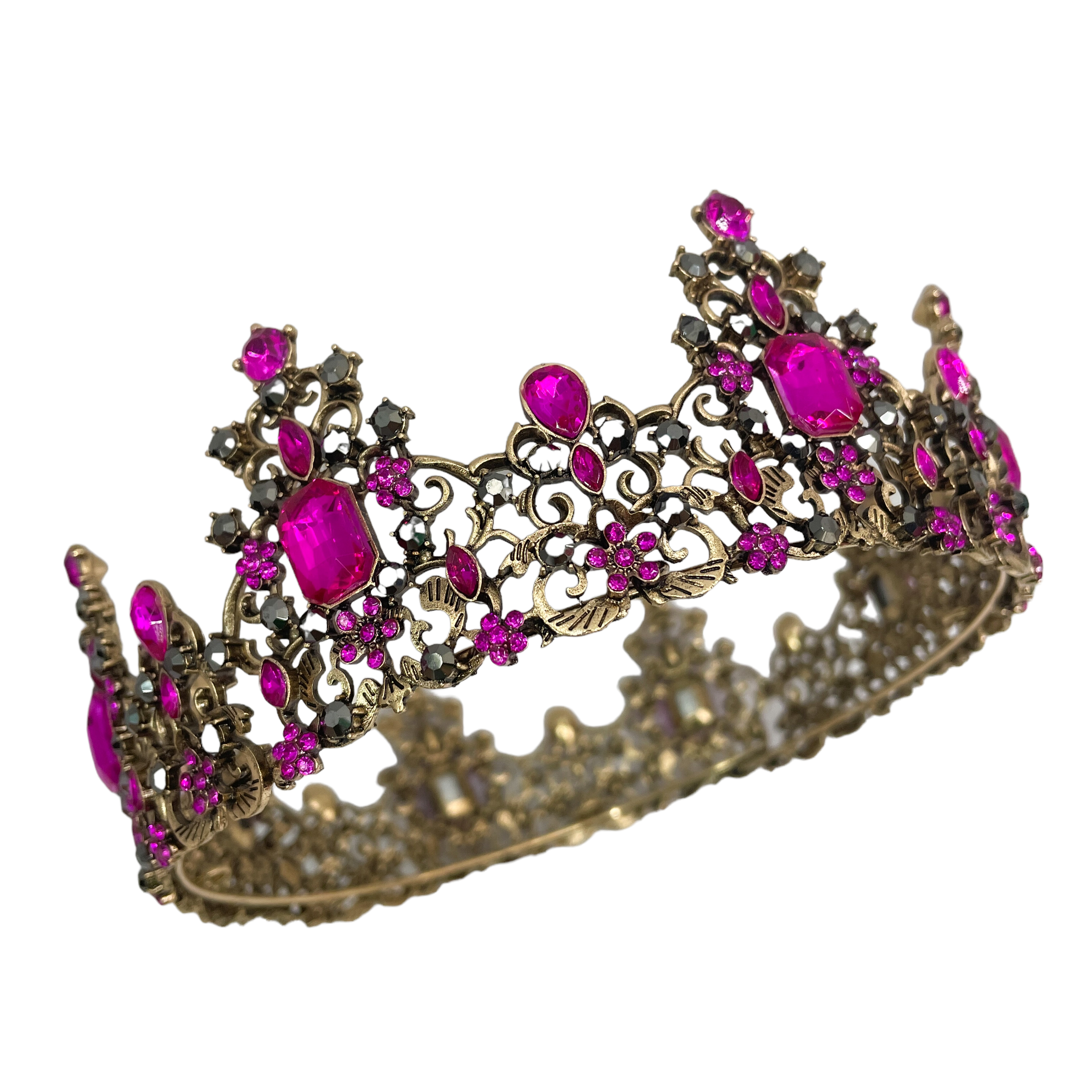 (พร้อมส่ง) มงกุฏ 066 สีชมพูบานเย็น มงกุฎนางงาม มงกุฎเจ้าชาย มงกุฎสไตล์วินเทจ งานสวย QCเพชรทุกเม็ดไมมีหลุด