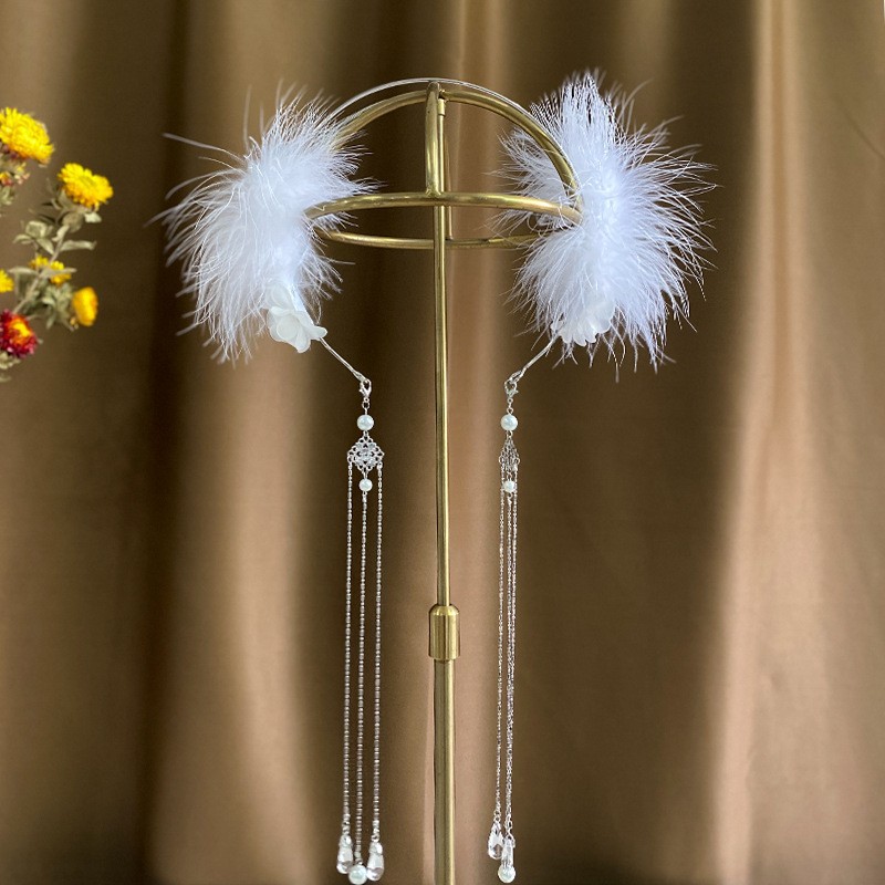 (ส่งด่วน ส่งเร็ว) คาดผมขนนกพร้อมพู่หรูหรา ลุคคุณหนูสุดๆ เด็กใส่ได้ ส่งจาก จ.อุบลราชธานี