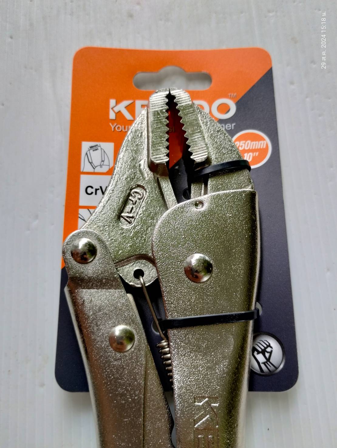 KENDO KD-11610 คีมล็อคปากตรง 250mm. 10" เกรด Cr-V แท้