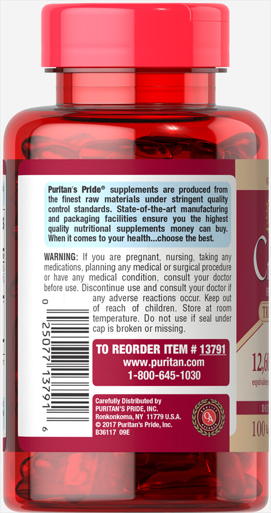 Puritan Triple Strength Cranberry Fruit Concentrate 12600 mg 100 Softgels