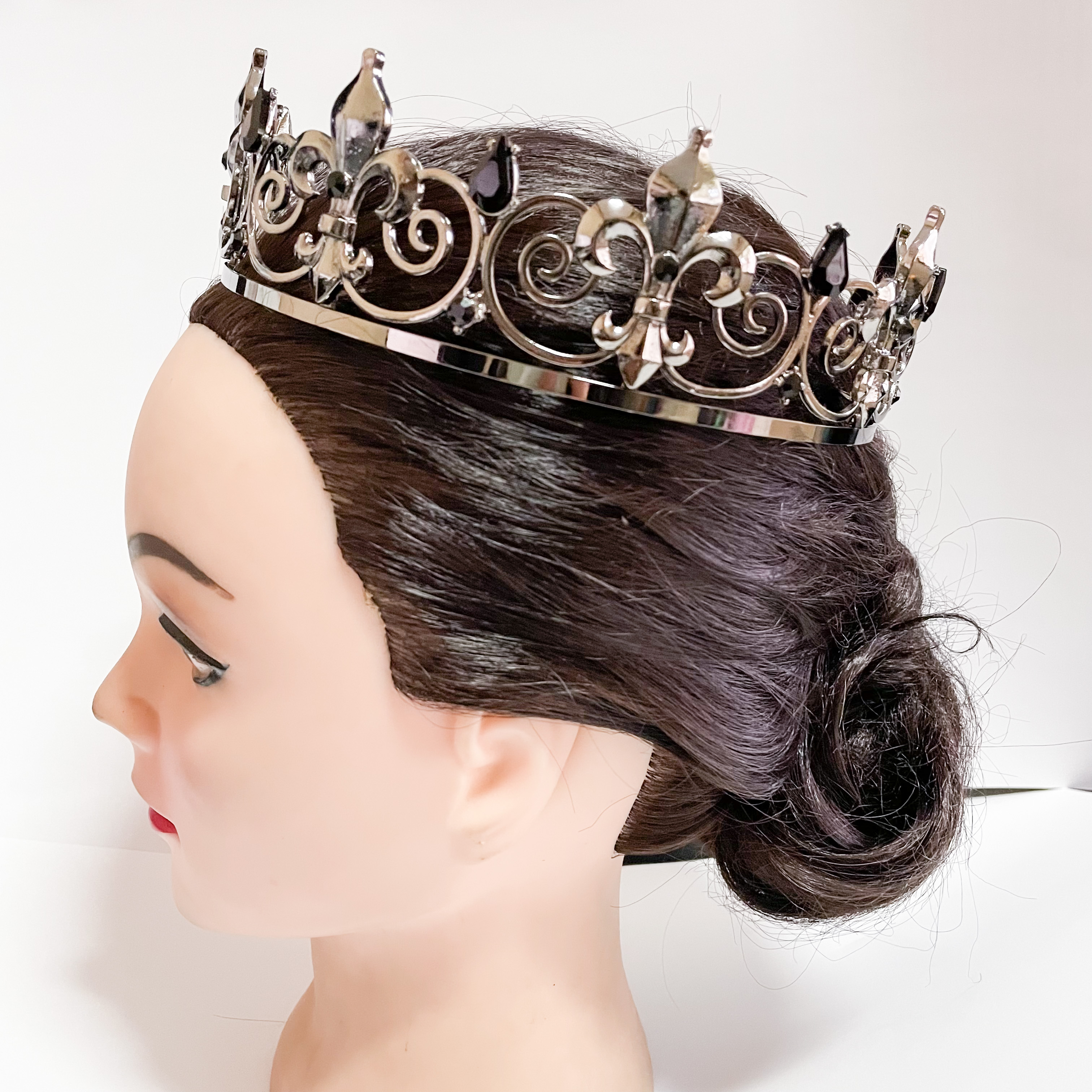 (พร้อมส่ง) มงกุฏผู้ชาย 026 สีดำ มงกุฎผู้ชาย มงกุฎเจ้าชาย งานสวย ปราณีต QCเพชรทุกเม็ด