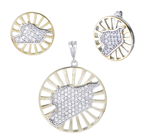 ต่างหูพร้อมจี้ ( ชุบทอง ) = Earring with Pendant ( Gold )