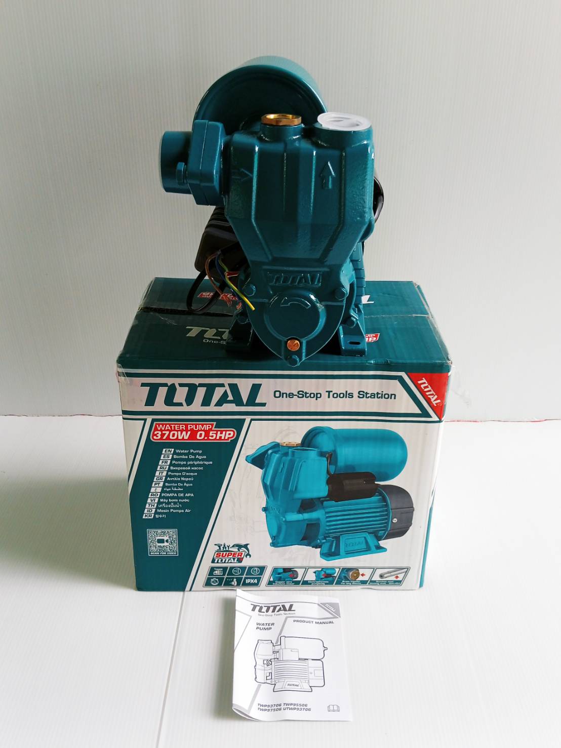 TOTAL ปั๊มน้ำอัตโนมัติ 370 วัตต์ ท่อ 1 นิ้ว 220 โวลท์ ชนิดล่อน้ำด้วยตัวเอง รุ่น TWP93706