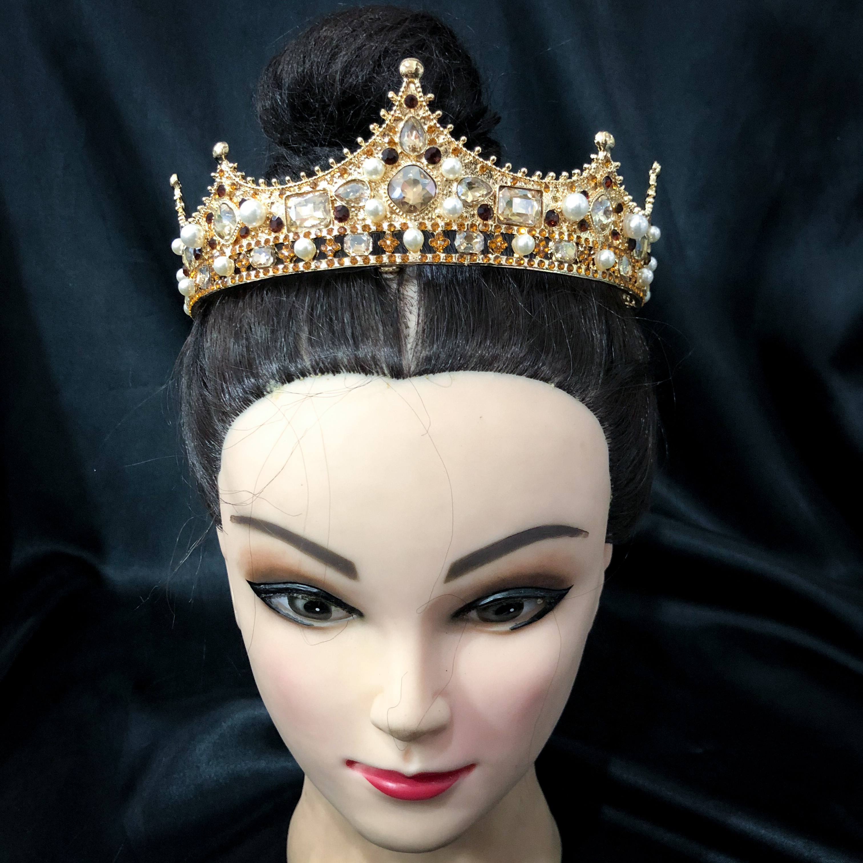 (พร้อมส่ง) มงกุฎ 035 สีทองเพชรขาว-เชมเปญ