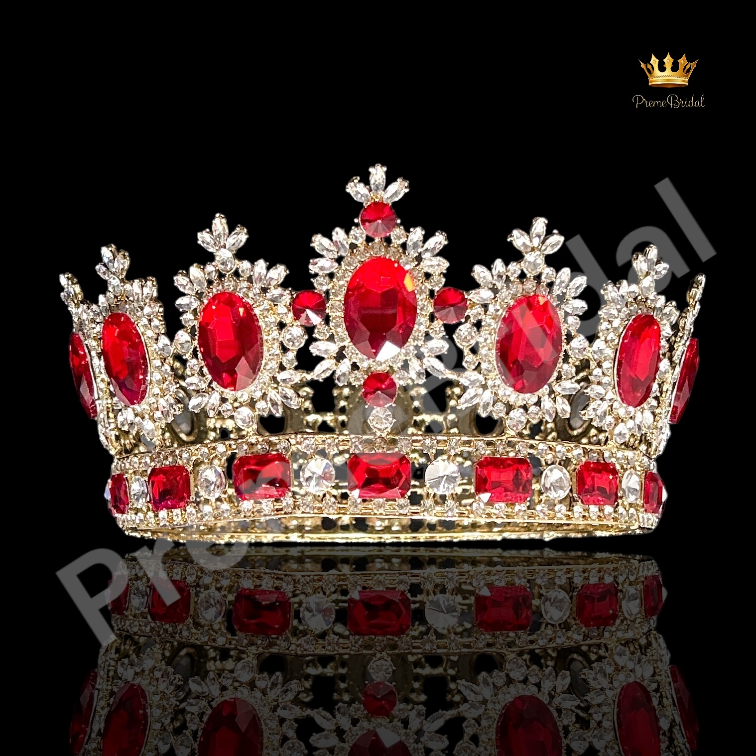 (พร้อมส่ง) มงกุฏผู้ชาย 027 สีแดง มงกุฎผู้ชาย มงกุฎพระราชา มงกุฎประกวด