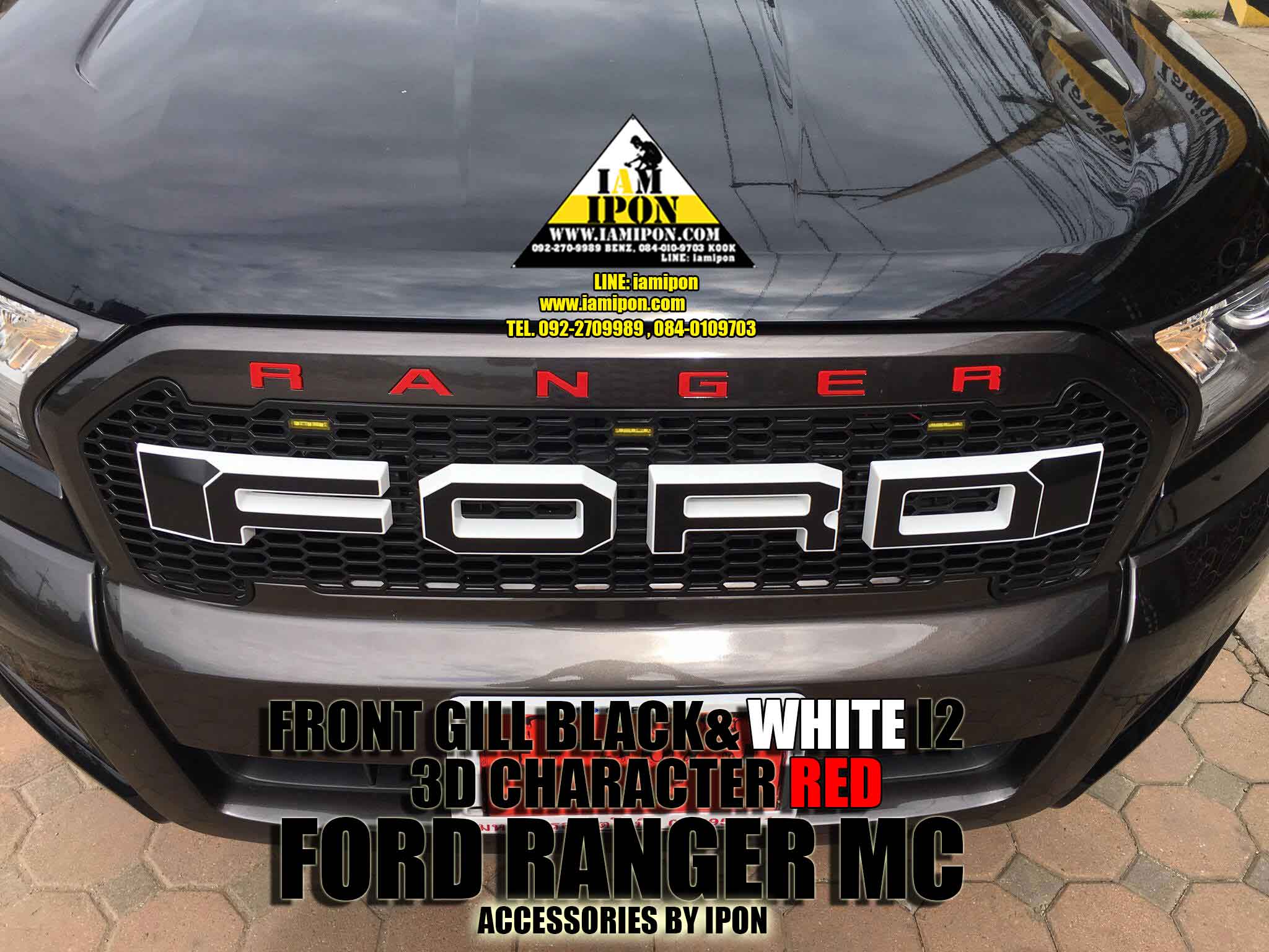 FRONT GRILL BLACK&WHITE I2 FORD RANGER MC กระจังหน้าดำขอบขาว I2 ฟอร์ดเรนเจอร์ MC