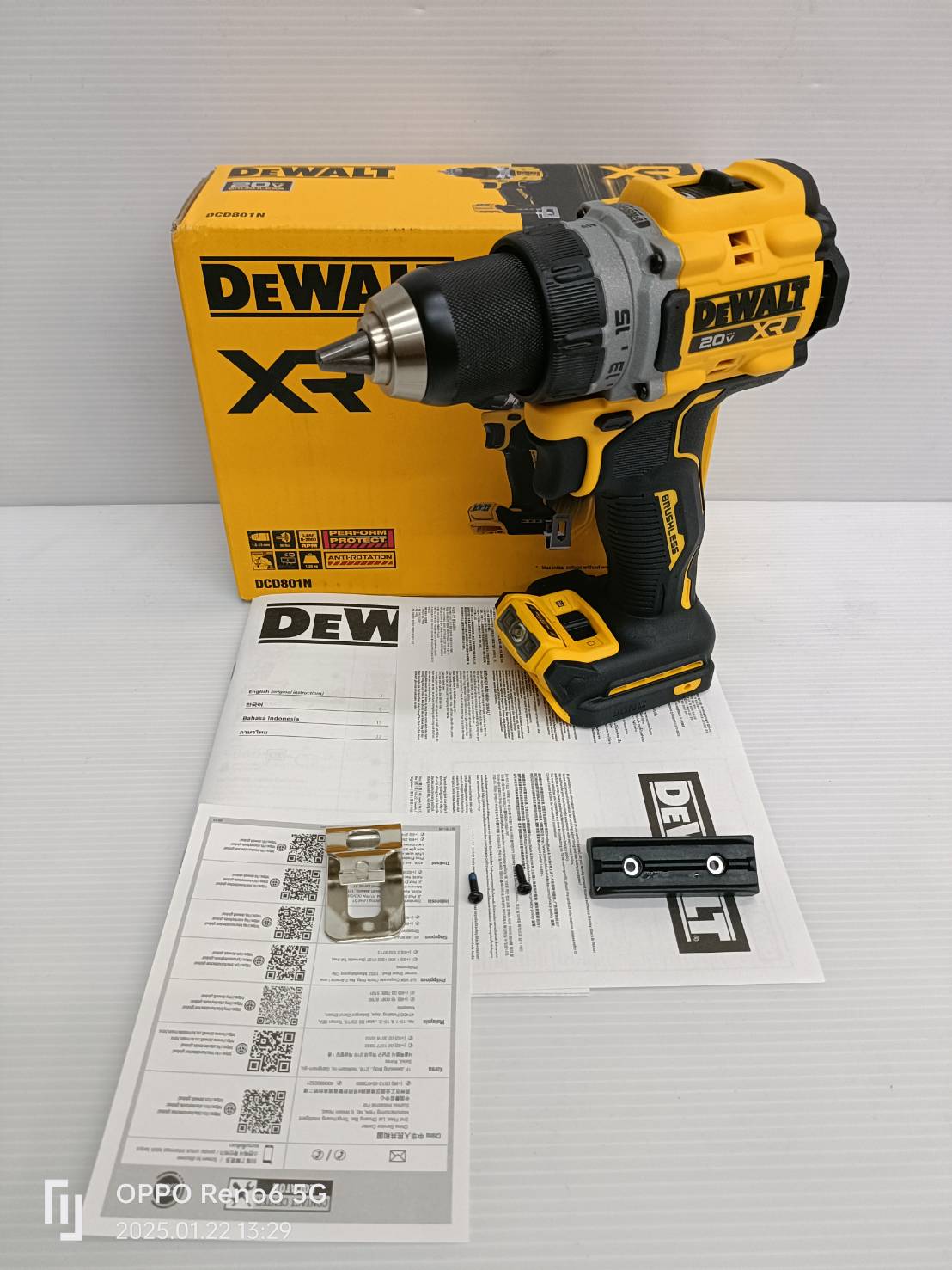 DEWALT สว่านไร้สาย 20V DCD801N-B1 (ตัวเปล่า)