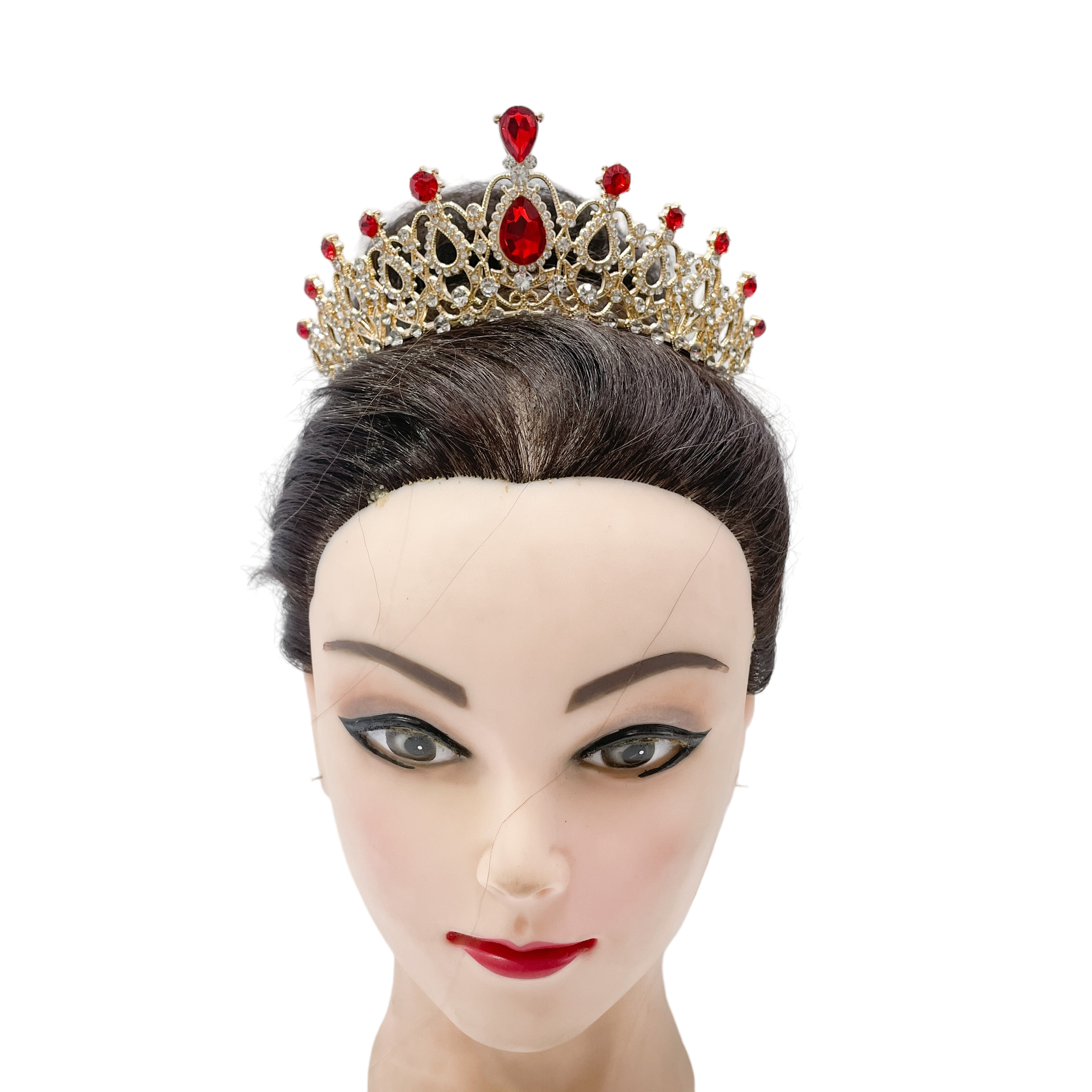 (พร้อมส่ง) เทียร่า 004 สีทอง-แดง มงกุฎนางงาม มงกุฎเจ้าหญิง งานสวย ปราณีต QCเพชรทุกเม็ด สินค้าพร้อมส่งจากไทย