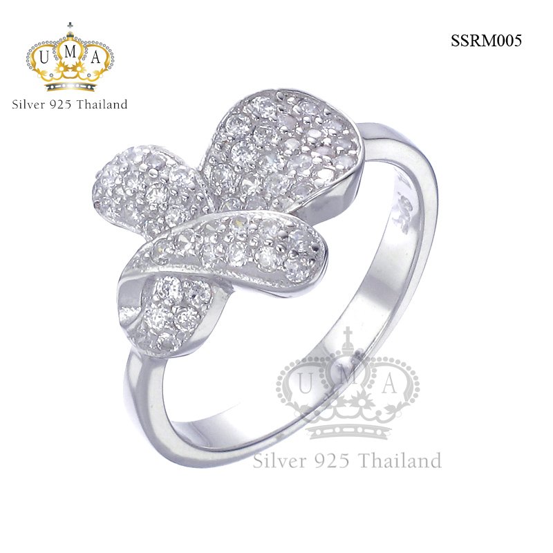 แหวนเงินแท้925เพรชประดับเพรชแท้สวิส เกรดดี น้ำใส