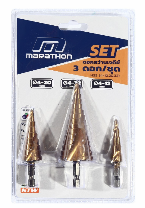 ดอกสว่านเจดีย์ 3 ดอก/ชุด HSS(4-12,20,32) MARATHON
